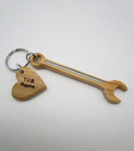 Wooden wrench keychain for dad
